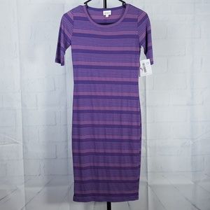 NEW Lularoe Julia Womens XXS Purple Striped Dress